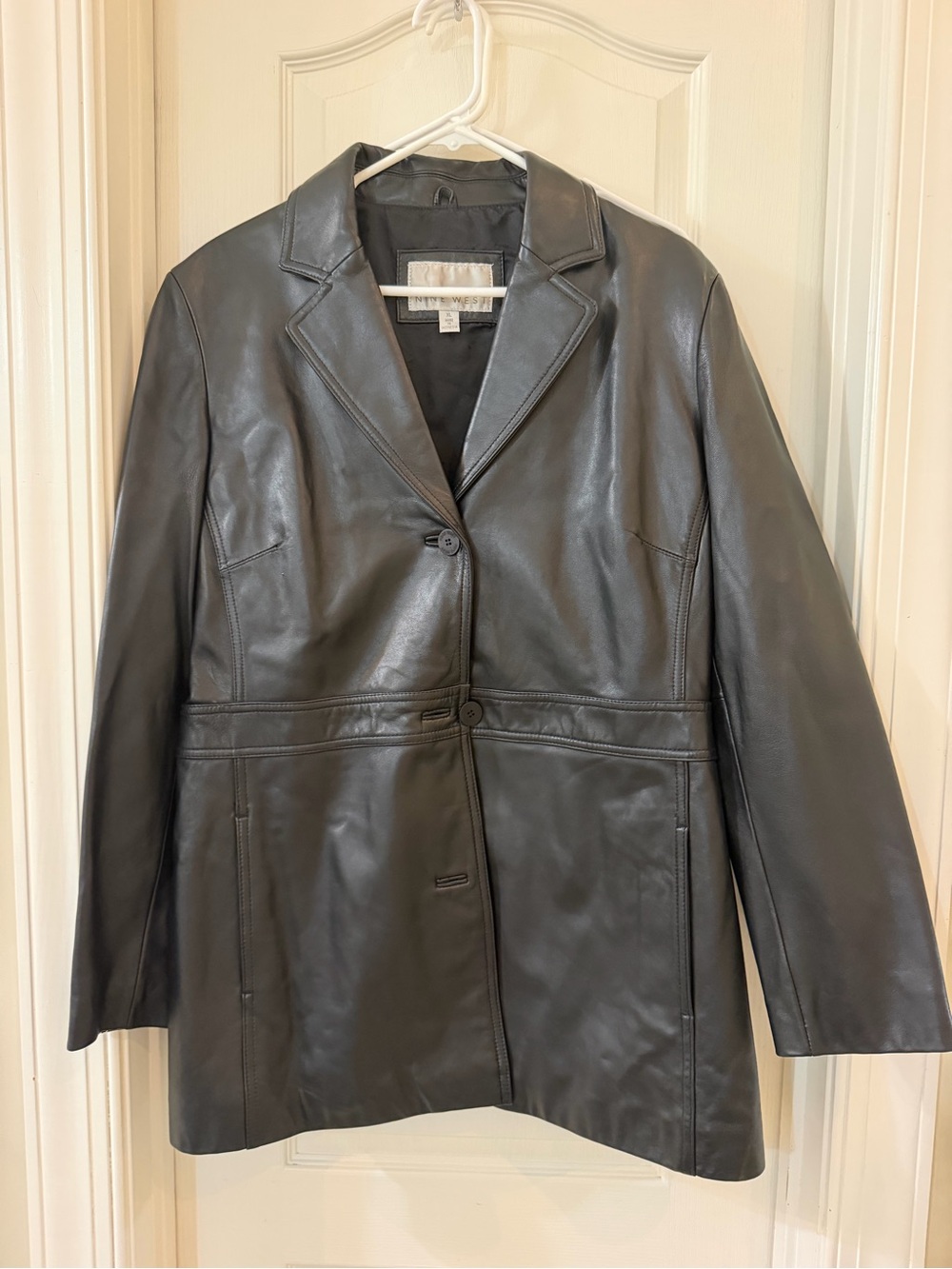 Nine West Black Leather Blazer Jacket
